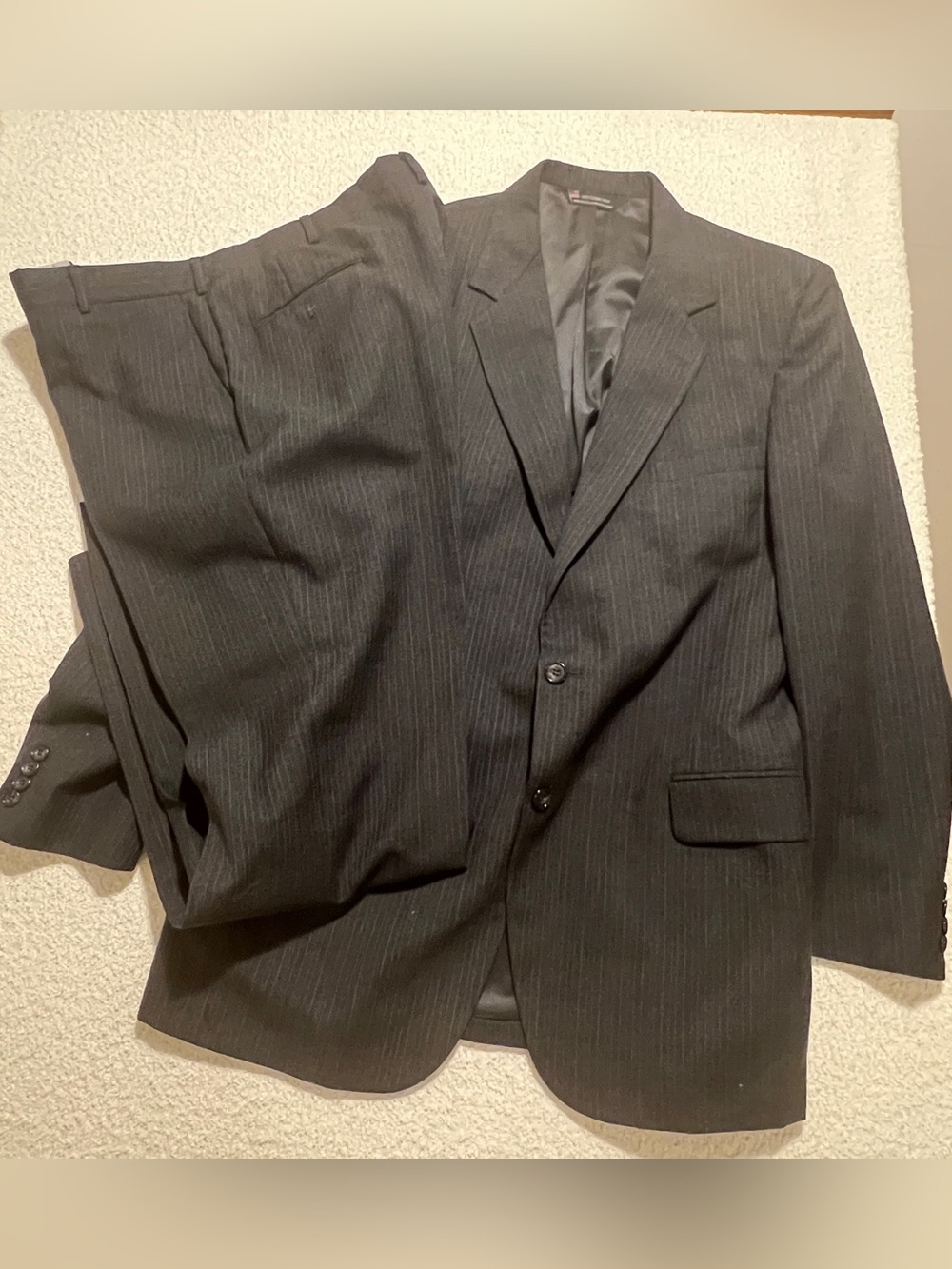 John Alexander Men’s Pinstripe Two-Piece Black/ Charcoal Suit